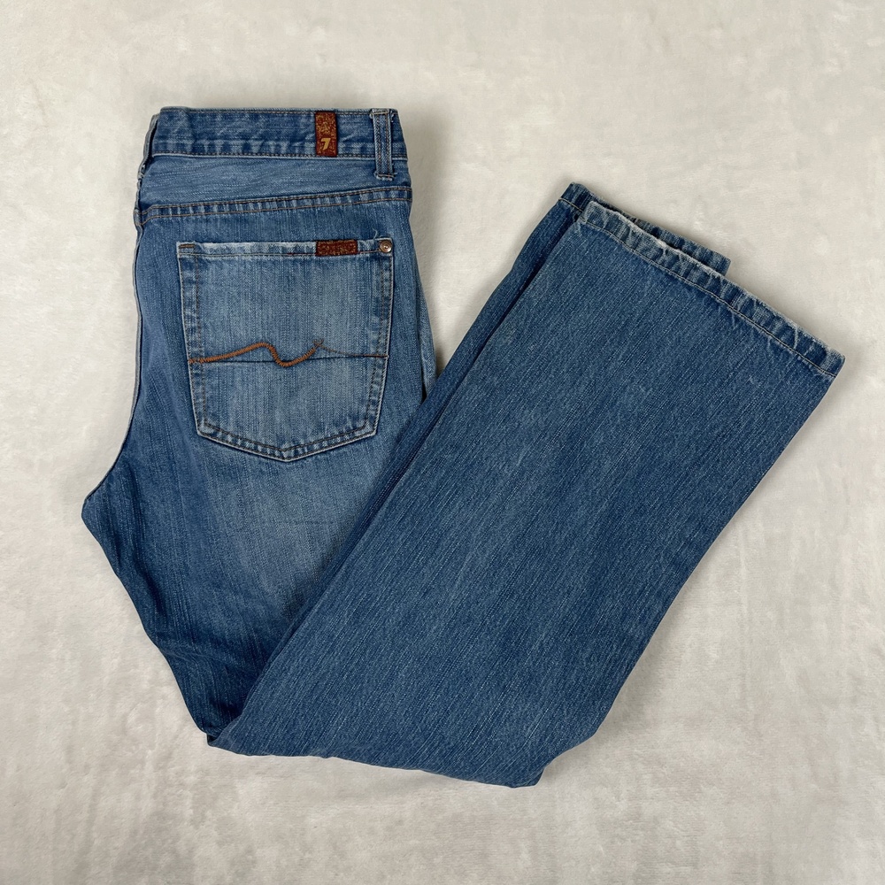 7 For All Mankind Bootcut Jeans Mens 34x32 Blue Regular Fit Denim Med Wash Pants
